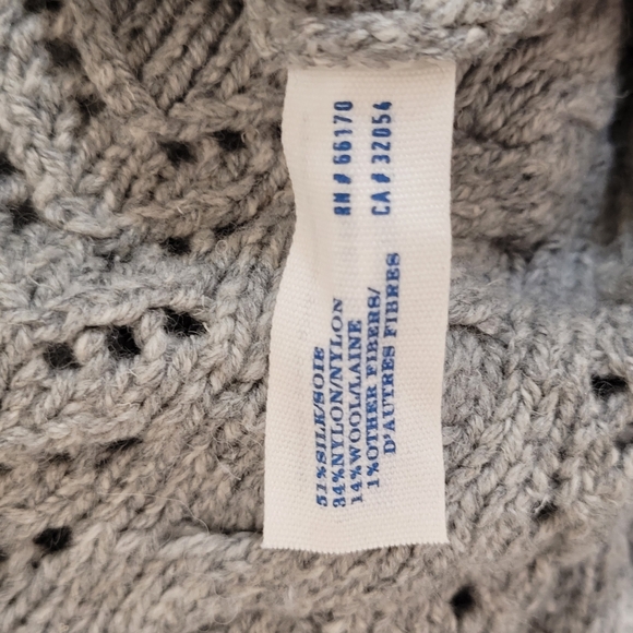 Leifsdottir Silk Wool Gray Cable Knit Sweater with Gold Accents Large - Picture 8 of 9